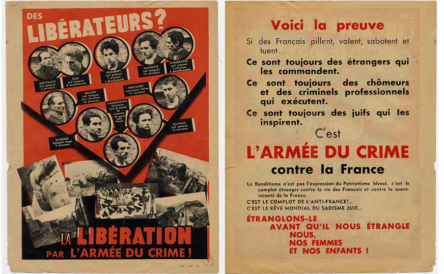 Il manifesto, conosciuto come Affiche Rouge, diffuso dai tedeschi
